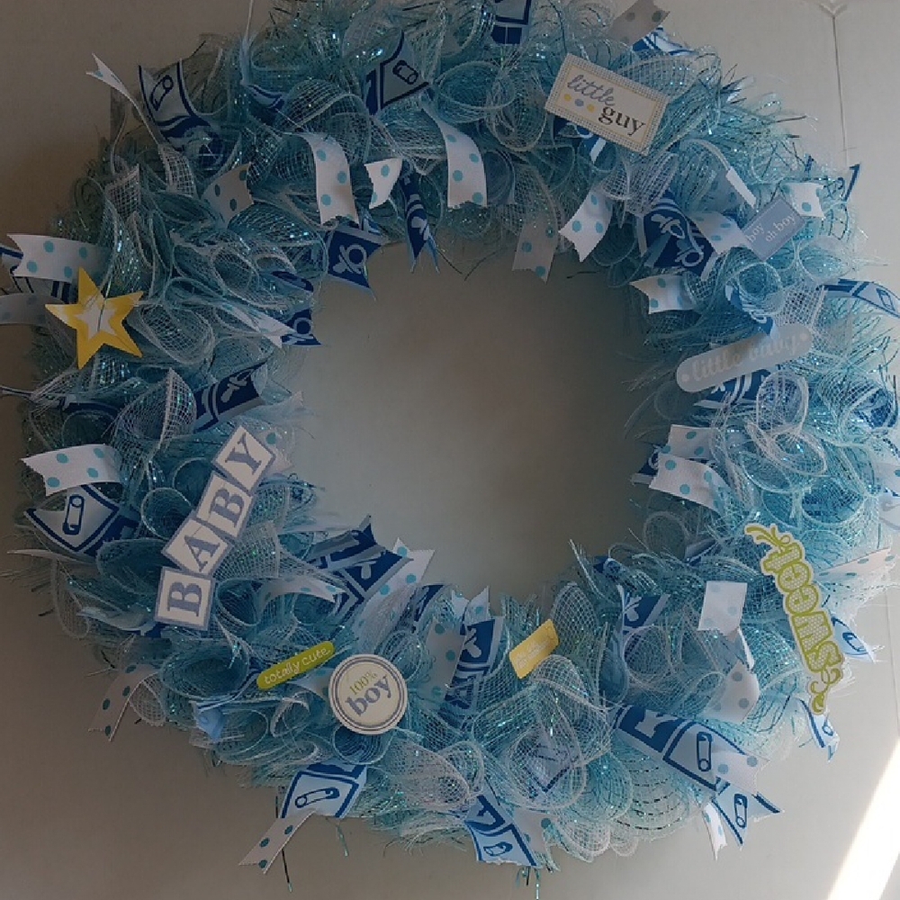 🍼 BLUE BABY BOY BABY SHOWER  CELEBRATION WREATH 🍼